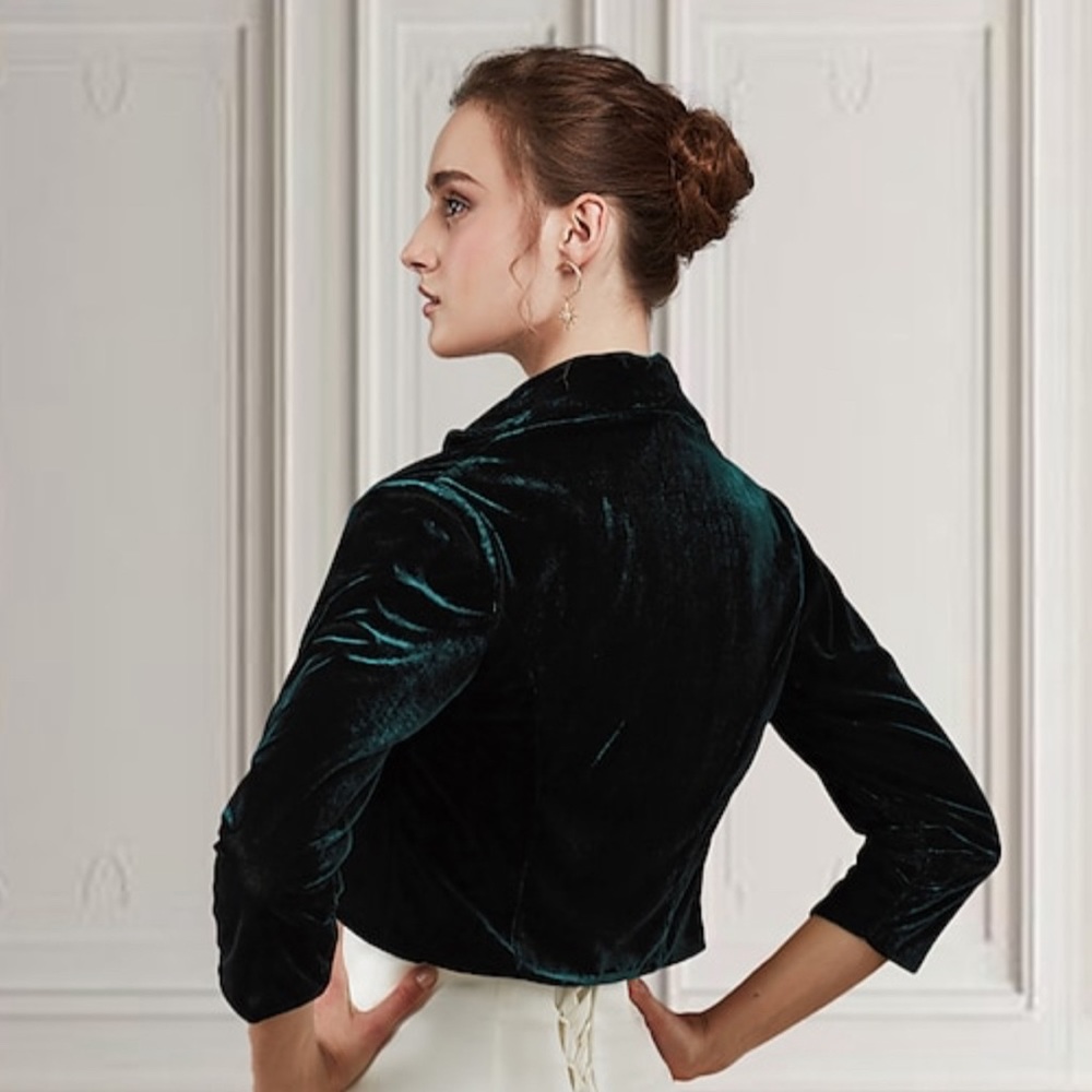 LanTing: Black Velour Bolero Shrug, Sz. S NWT